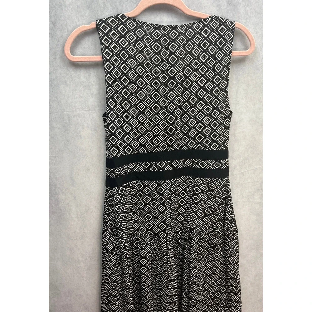 Diane Von Furstenberg Eugenia Silk Shift Dress V-Neck Dot Diamond Black Size 4 - Picture 7 of 12